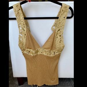 Roberto Cavalli Gold Backless Tank